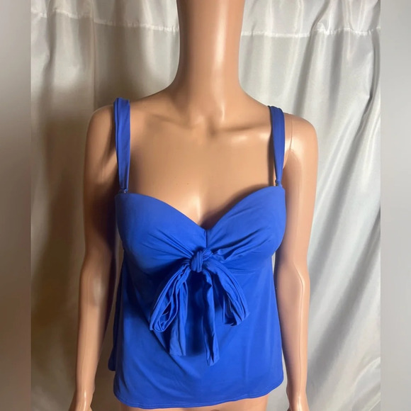 Coco Reef Women’s Tankini Blue Size 32/34 C Cup Tie Front and Back Beach Swim - Picture 1 of 7